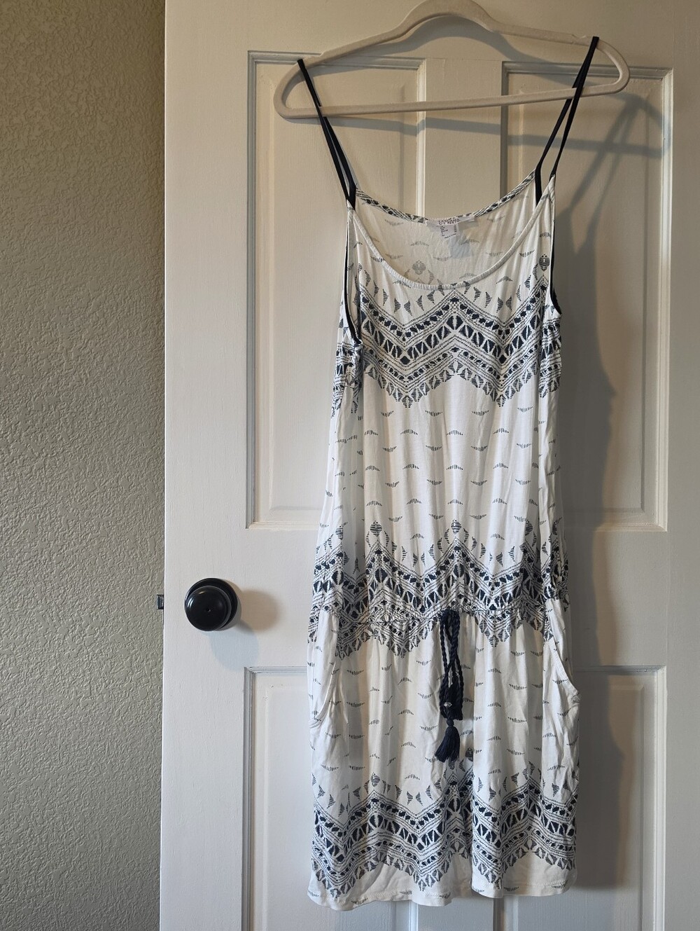 Lascana For Venus White And Grey Tribal Printed Romper Coverup